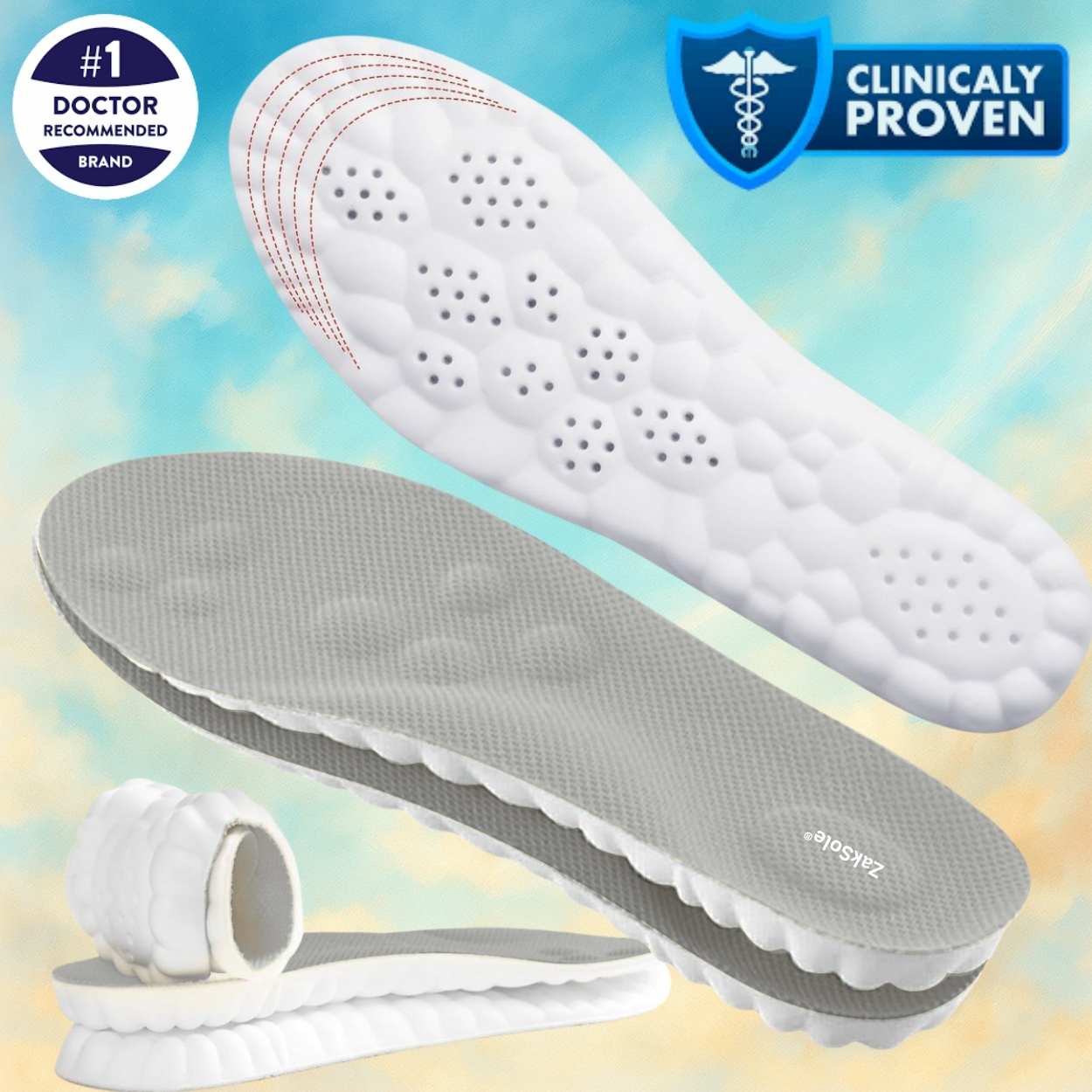 All Day Standing Insoles showcasing comfortable design for support and pressure relief, ideal for all-day wear.