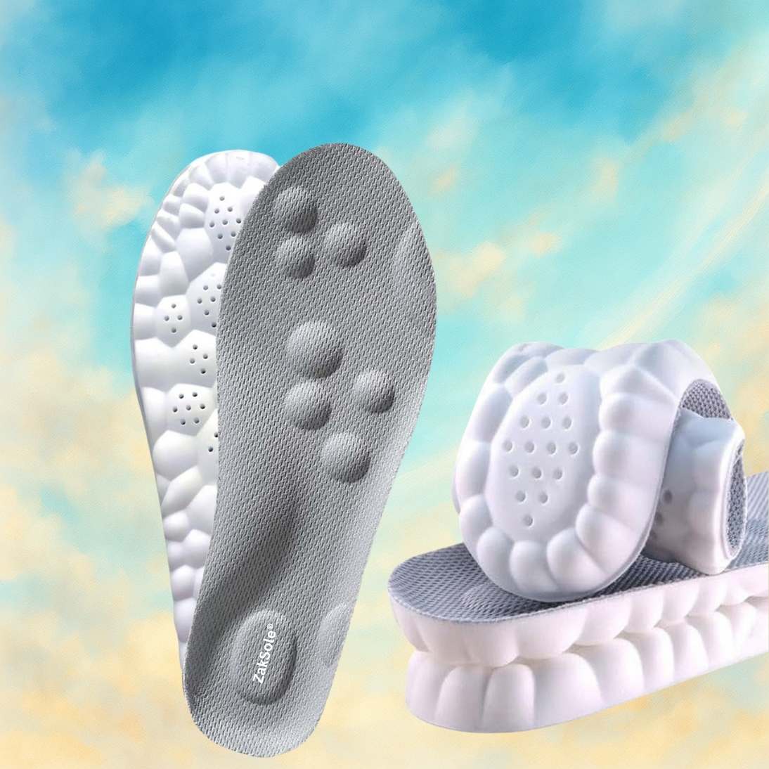 Gray slide sandals with textured sole 
