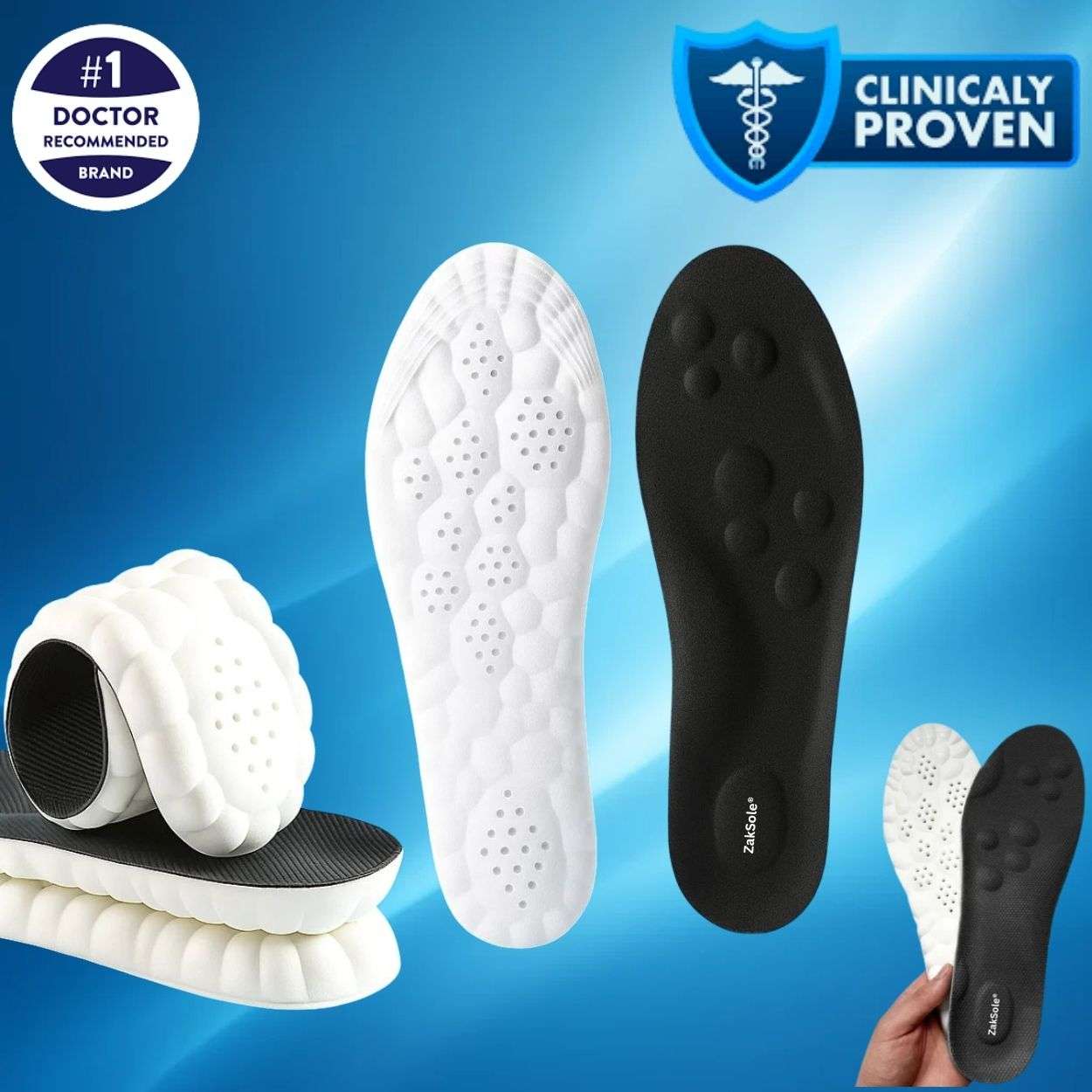 Zaksole shoe insoles with clinical proven badge