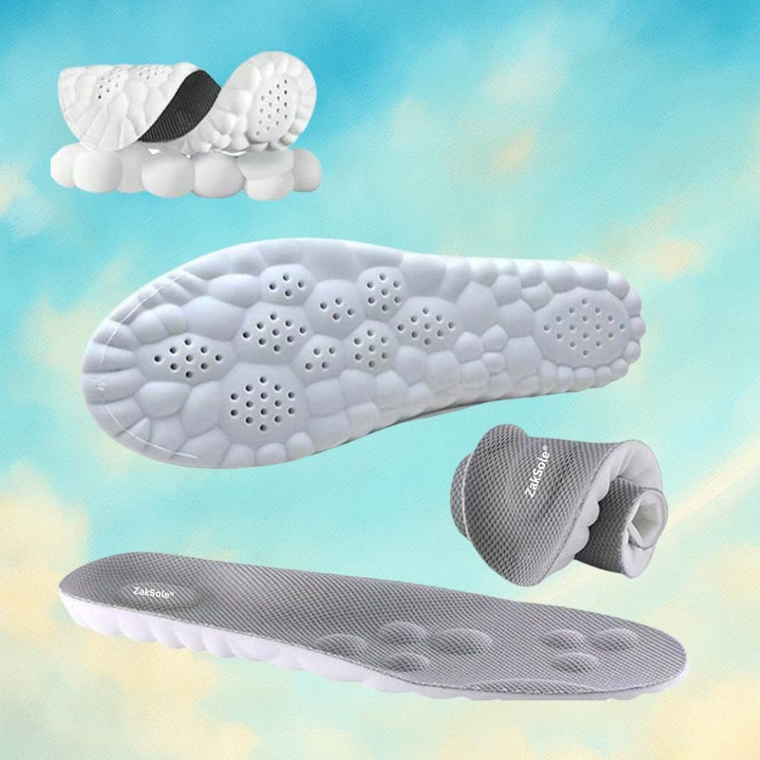Set of shoe inserts on a colorful background