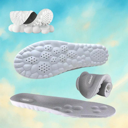 Set of shoe inserts on a colorful background