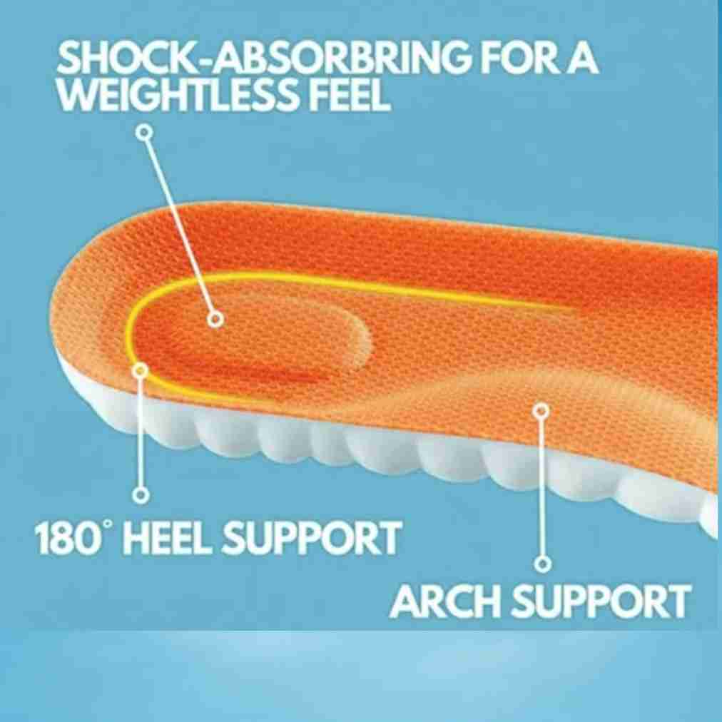 Insole with shock-absorbing design on a blue background