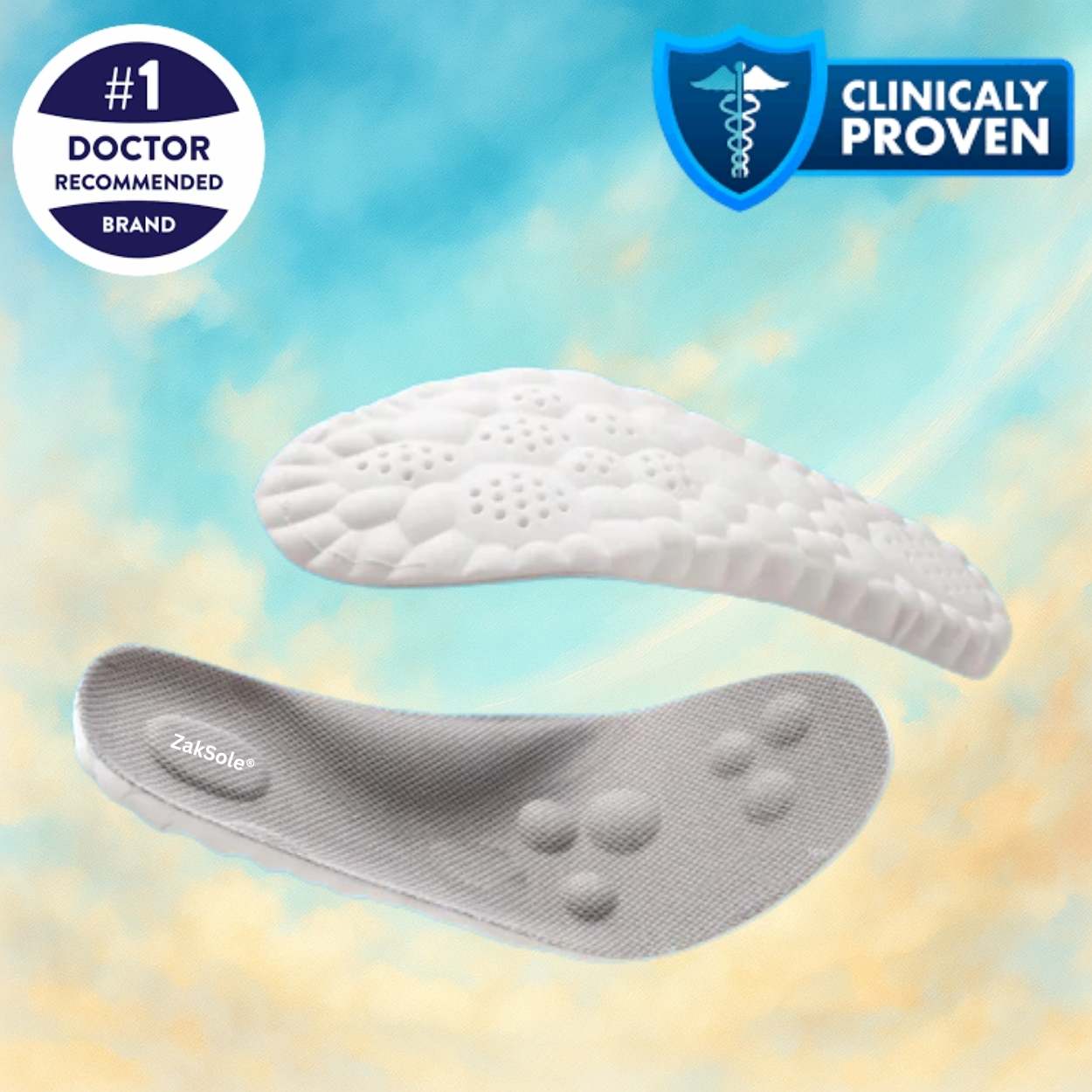 Two shoe inserts with 'ZokSole' branding