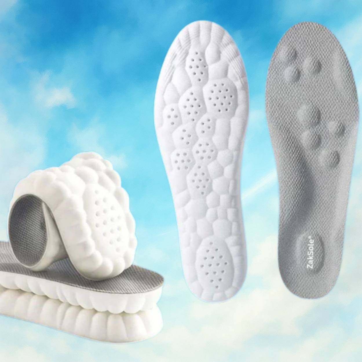 White and gray shoe insoles 