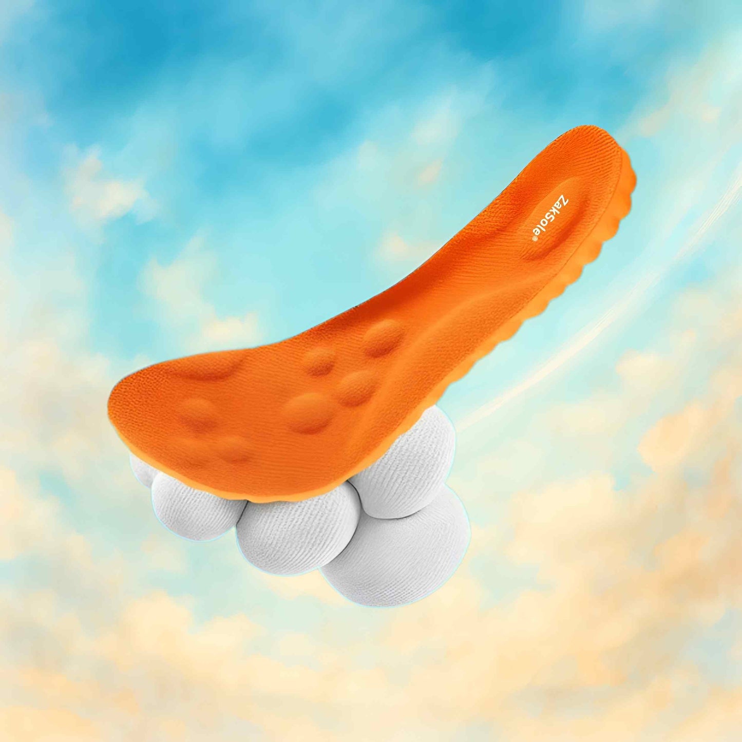 Orange shoe insole with white socks