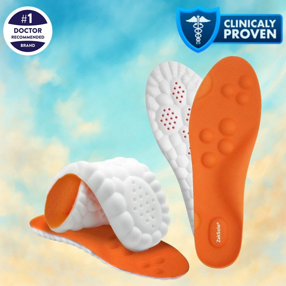Orange and white shoe insoles