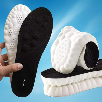 White and black shoe insoles with a blue gradient background