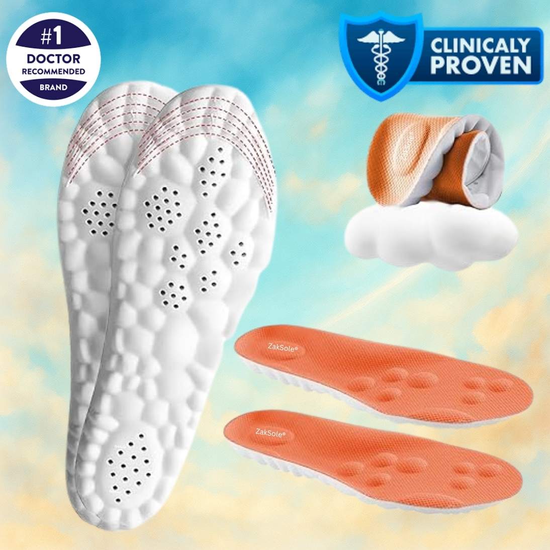 White and orange shoe insoles