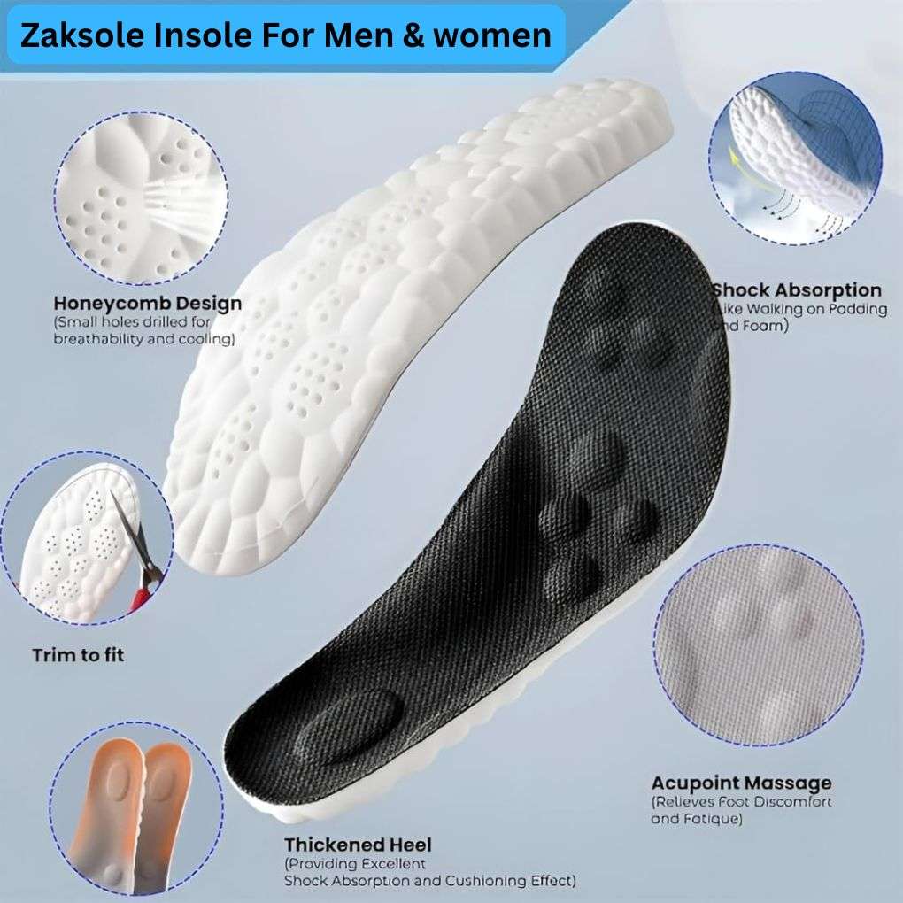 Zaksole insole for men and women with features highlighted 