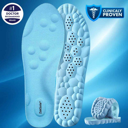 Blue shoe insoles with 'ZokSole' 